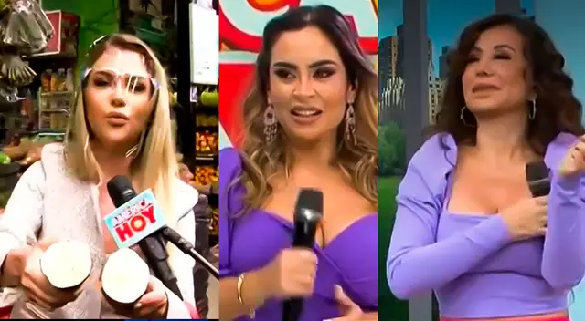 Brunella Horna hace enlace desde el mercado, pero Ethel Pozo y Janet Barboza la trolean