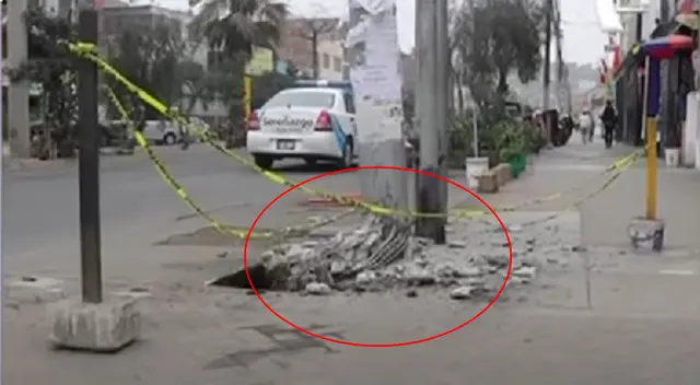 San Luis: poste de luz está a punto de caer y nadie se hace responsable según municipio San Luis: poste de luz está a punto de caer y nadie se hace responsable según municipio