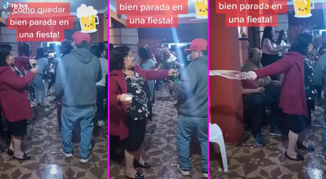 La mujer buscó la manera de deshacerse de la cerveza sin que se den cuenta.