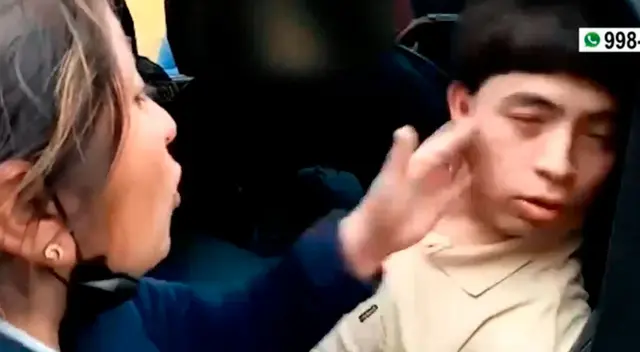 La madre de familia encaró a su hijo delincuente por mostrar una actitud insolente ante la PNP.