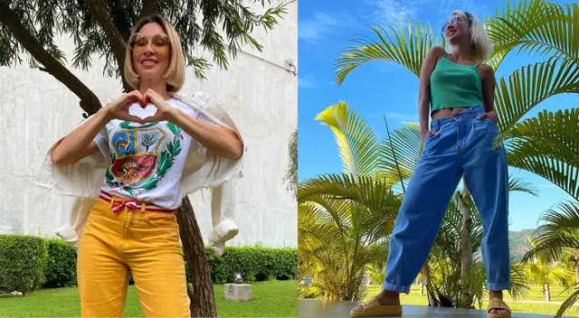 Belén Estévez feliz con su ropa de Gamarra.