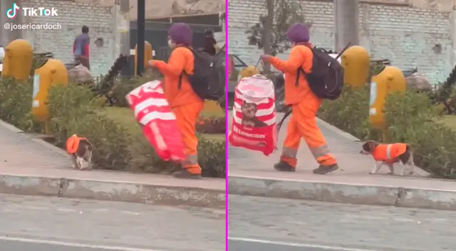 El perrito no dejó a su dueña sola en ningún momento.