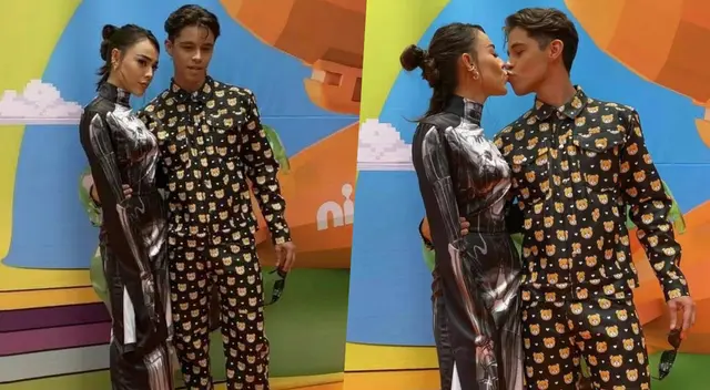 Danna Paola y su pareja muy enamorados en los Kids Choice Awards.