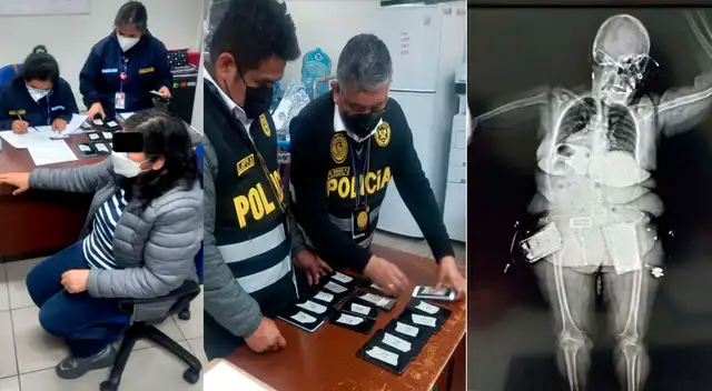 La mujer, lo incautado y lo que arrojó prueba rayos X