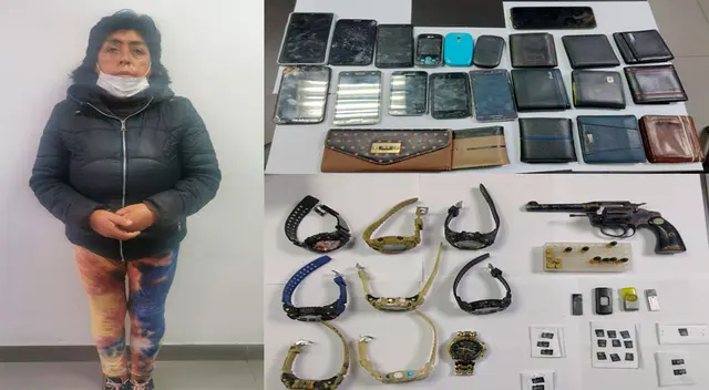 La detenida y los objetos que escondía en su vivienda