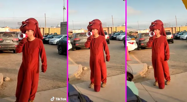 El joven se disfrazó de huaco moche erótico.