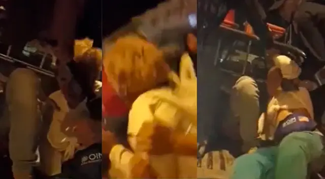 Ciudadana extranjera siendo subida a patrullero para ser derivada a un hospital por su heridas tras ser golpeada Ciudadana extranjera siendo subida a patrullero para ser derivada a un hospital por su heridas tras ser golpeada