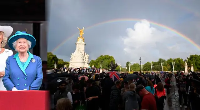 Reina Isabel II: Sorprendente doble arcoíris aparece en Palacio de Buckingham tras muerte de monarca.
