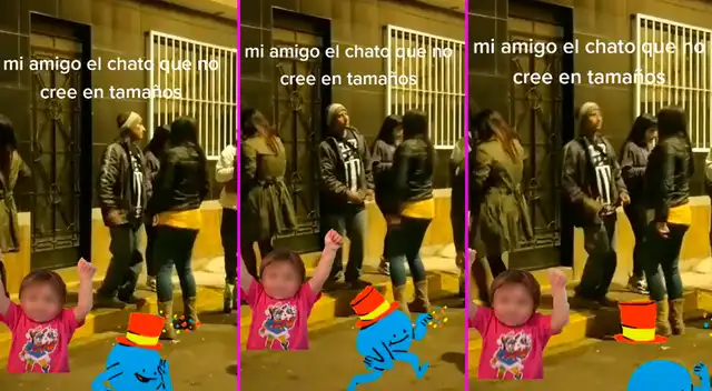 El joven no se dejó amilanar por su altura e ideó una forma de alcanzar a su pareja.