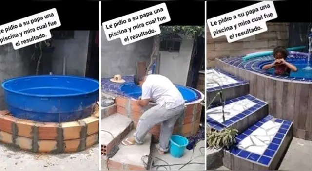 La niña pidió a su padre una piscina sin pensar que este se lo haría con sus propias manos y se volvió viral en TikTok.