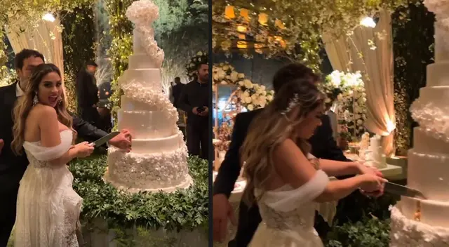 Ethel Pozo ya se casó y rompe la dieta: Se partió un pedazo de pastel de su boda