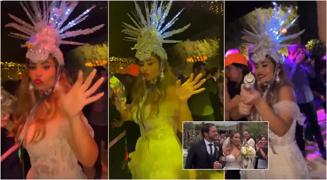 Ethel Pozo lució extravagante vestido en su recepción tras casarse con Julián Alexander.