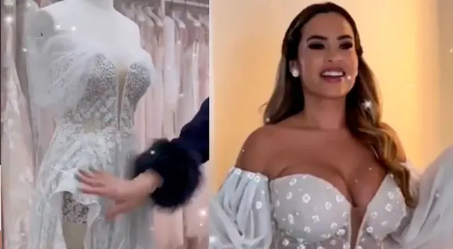 Ethel Pozo lució vestido de novia de diseñador.