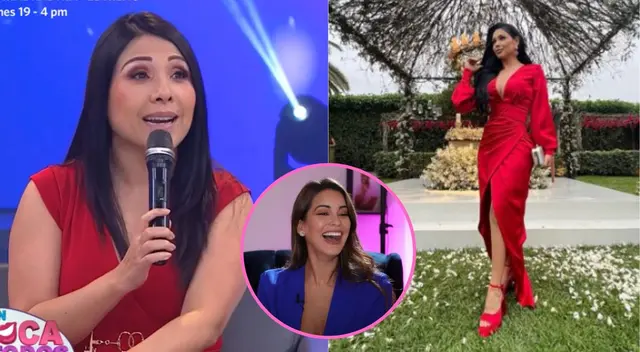 Pamela Franco usó un vestido rojo en la boda de Ethel Pozo