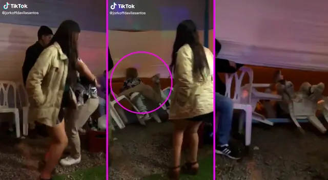 La joven no midió su fuerza y lanzó a su novio de un solo golpe.