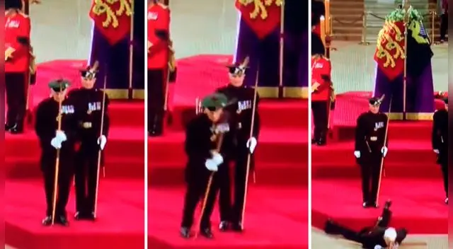 El guardia real del ataúd de la reina Isabel II se desmayó.