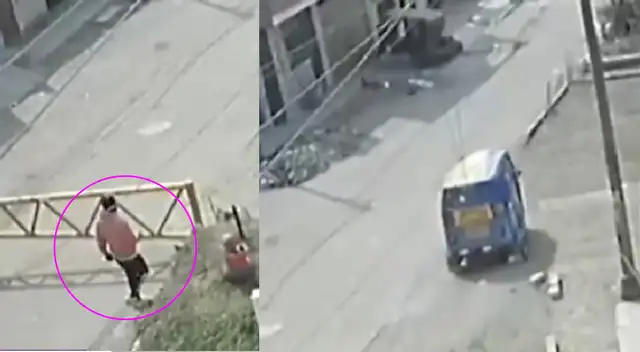 Ladrón caminando en dirección al mototaxi para luego emprender la huida Ladrón caminando en dirección al mototaxi para luego emprender la huida