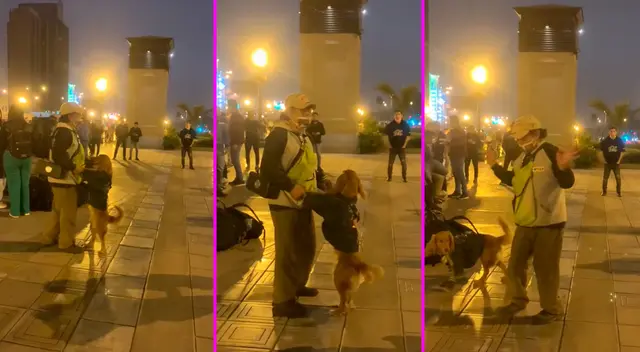 El adulto mayor bailó junto a su talentoso perrito. El adulto mayor bailó junto a su talentoso perrito.