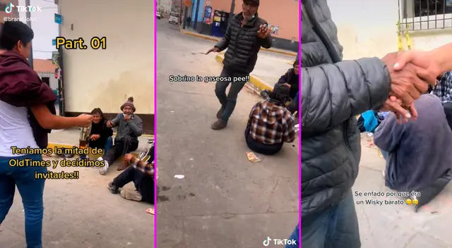 El joven regaló una botella de whisky a medio tomar.