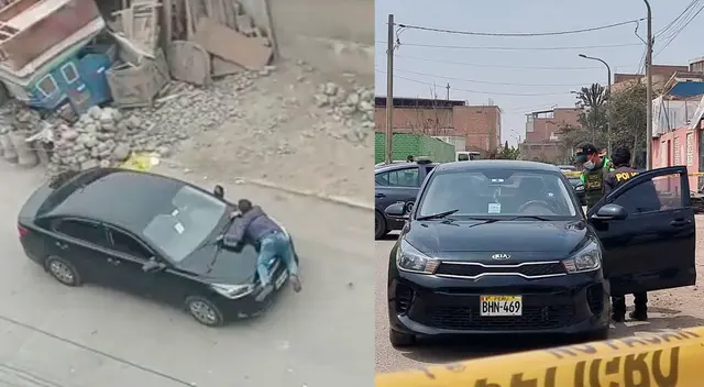 taxista se trepa a su vehículo para evitar que delincuentes se lo lleven taxista se trepa a su vehículo para evitar que delincuentes se lo lleven