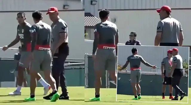 El enérgico reclamo de Juan Reynoso a Gianluca Lapadula durante entrenamiento de Perú se hizo viral en las redes sociales. El enérgico reclamo de Juan Reynoso a Gianluca Lapadula durante entrenamiento de Perú se hizo viral en las redes sociales.
