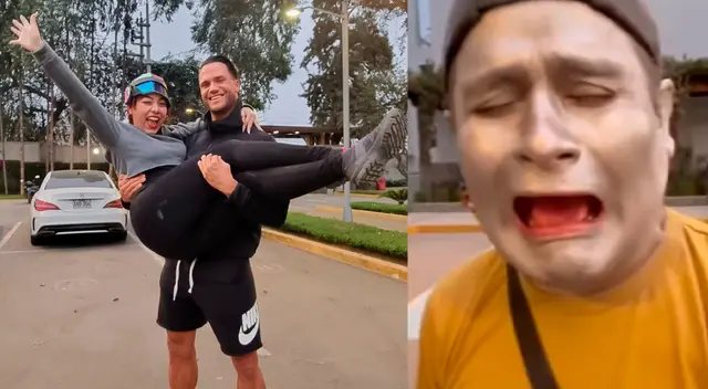 Robotina luce 'feliz' en los brazos de Fabio Agostini, mientras Robotín sufre detrás de cámaras.