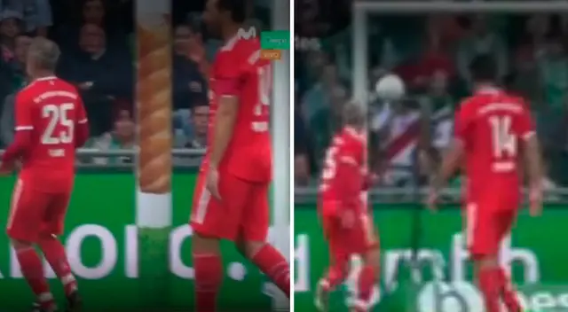 Claudio Pizarro se llevó la mano al rostro y río ante el error de su compañero.