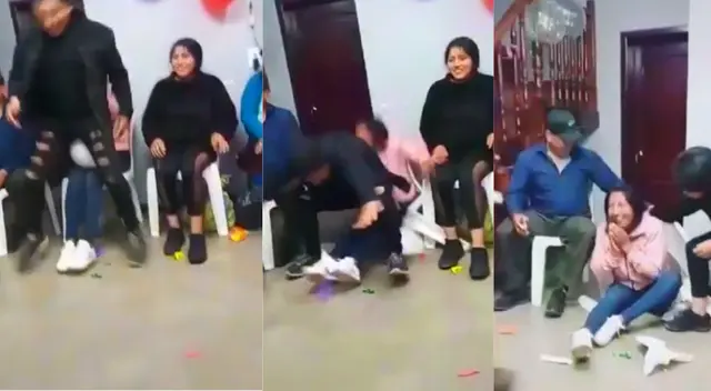 La silla de plástico terminó destrozada