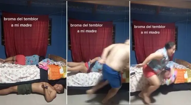 La broma del temblor en TikTok salió bien hasta que su madre se dio cuenta de que era mentira al salir del cuarto. La broma del temblor en TikTok salió bien hasta que su madre se dio cuenta de que era mentira al salir del cuarto.
