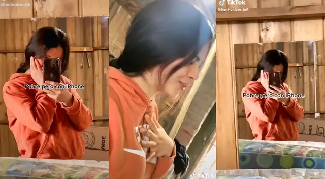 La chica se siente orgullosa de tener su  iPhone.