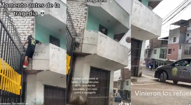 Se apoyó de las rejas para llegar a la casa donde esaba la pelota.