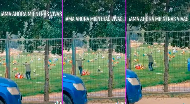 El adulto mayor bailó junto a la tumba de su amada.