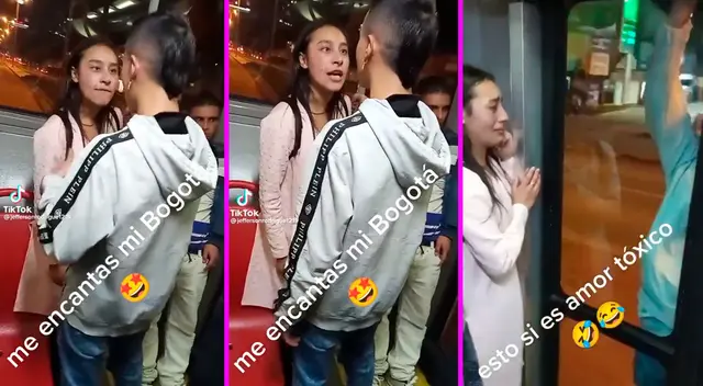 Los enamorados empezaron a discutir en medio del bus. Los enamorados empezaron a discutir en medio del bus.