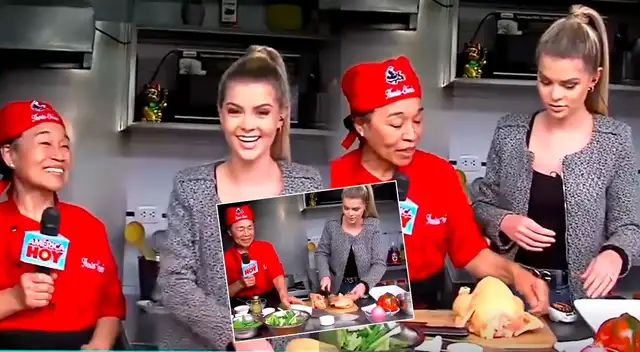 Brunella Horna intenta cortar pollo, pero es troleada EN VIVO por sus compañeros de 'América Hoy'. Brunella Horna intenta cortar pollo, pero es troleada EN VIVO por sus compañeros de 'América Hoy'.