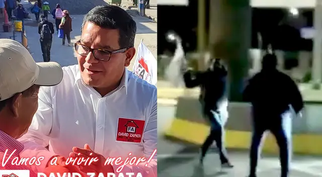 Candidato David Zapata se metió a su carro luego de haber agredido al joven. Candidato David Zapata se metió a su carro luego de haber agredido al joven.