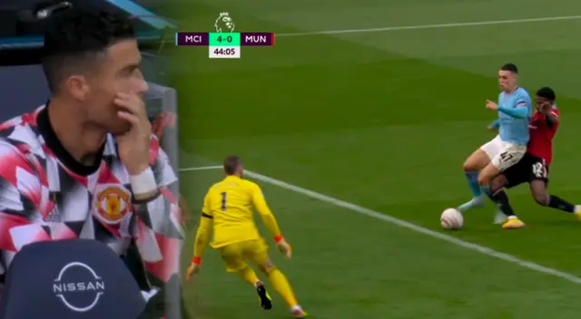 Cristiano Ronaldo ve muy triste la goleada del Manchester City vs. Manchester United. Cristiano Ronaldo ve muy triste la goleada del Manchester City vs. Manchester United.