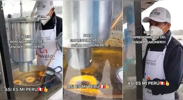 El peruano contó que su maquina de picarones le ayuda mucho en sus ventas en el muelle de Chorrillos y es viral en TikTok.