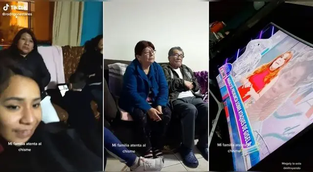 El muchacho captó a miembros de su familia reunidos para ver lo que le dice Magaly a Gisela y es viral en TikTok.