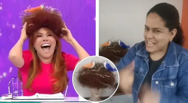 Magaly Medina y su singular peluca al estilo Gisela Valcárcel. Magaly Medina y su singular peluca al estilo Gisela Valcárcel.