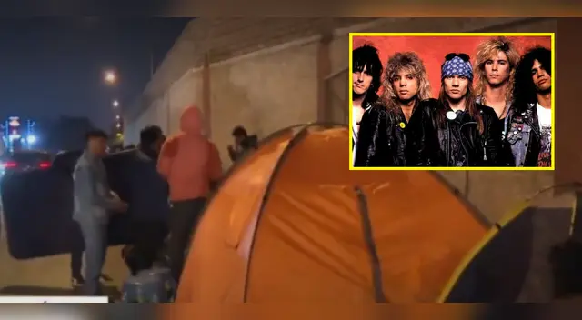 Fanáticos de Guns N' Roses acampañan.