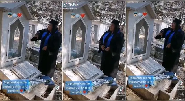 La chica visitó la tumba de su padre para mostrarle que se graduó y el momento hizo llorar a miles en TikTok.