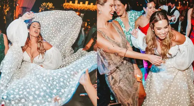 Ethel Pozo celebrando su matrimonio junto a Valeria Piazza.