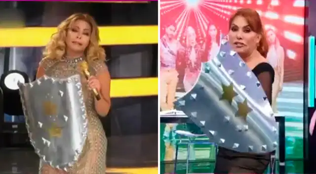 Magaly Medina se divierte con escudo.