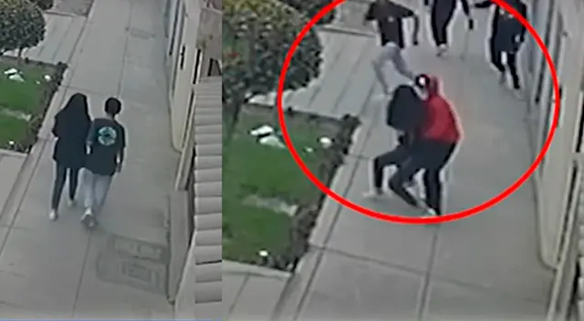 Momento exacto en el que víctima es agarrada por delincuentes en Huaral