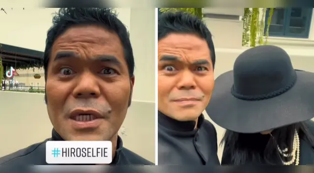 Actor Paolo Goya sorprende con video en Tik Tok junto a la mujer de negro.