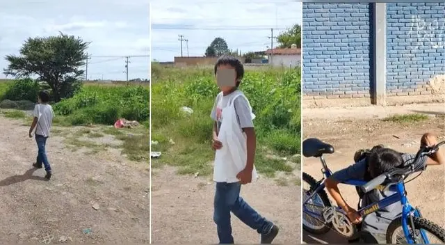 El niño caminaba por 30 minutos para ir a la escuela y usaba una bolsita de plástico para llevar sus útiles en México.