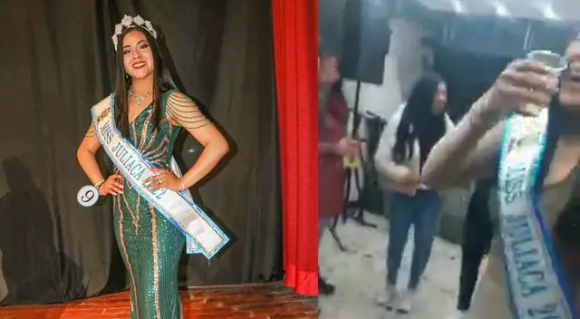 Lilian Yanira Quispe Quispe pierde la corona tras beber alcohol en una fiesta. Lilian Yanira Quispe Quispe pierde la corona tras beber alcohol en una fiesta.