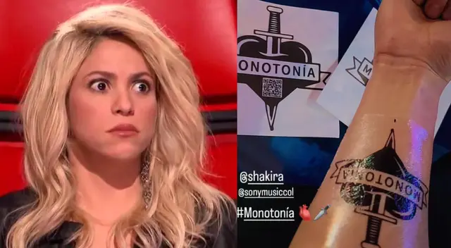 Shakira sorprendida con el tatuaje que se realizó de su canción 'Monotonía'