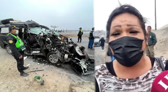 Minivan del accidente y una familiar de cuatro de los fallecidos Minivan del accidente y una familiar de cuatro de los fallecidos