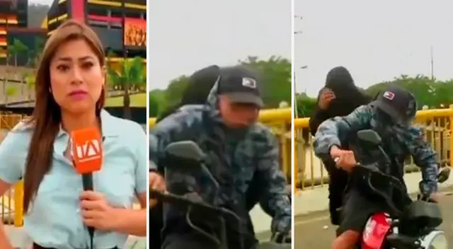 La reportera de Teleamazonas, Vanessa Robles, mantuvo la calma en todo momento.